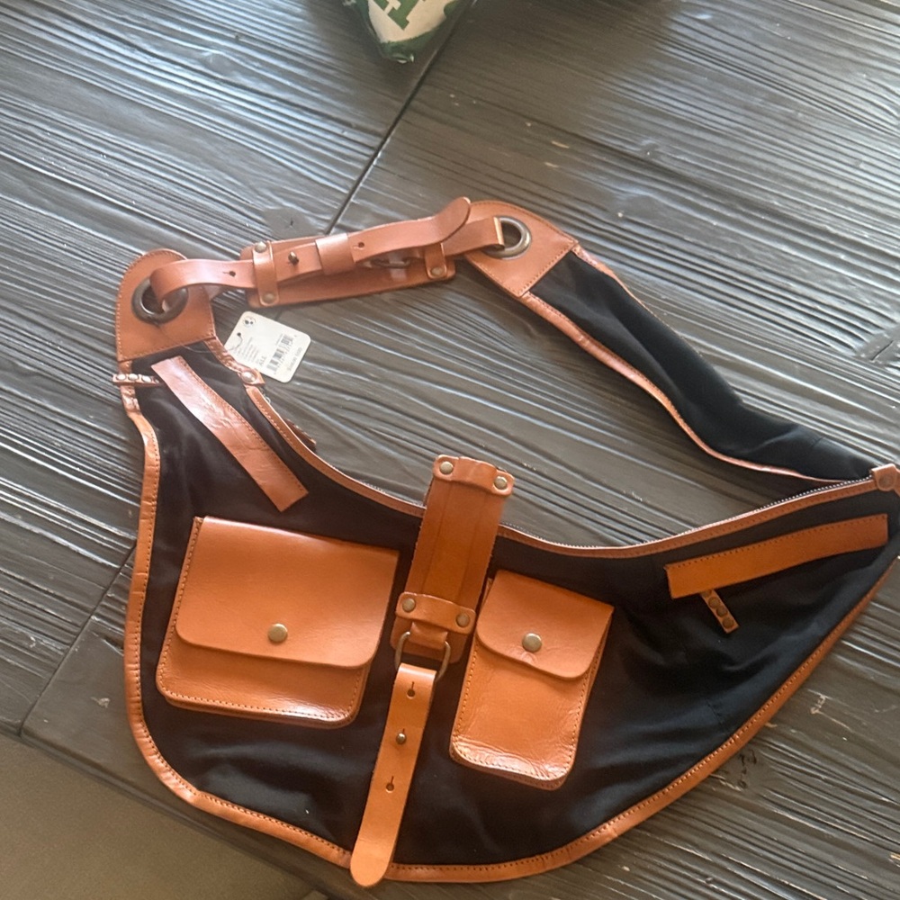 Free People Black and Tan Belt Bag